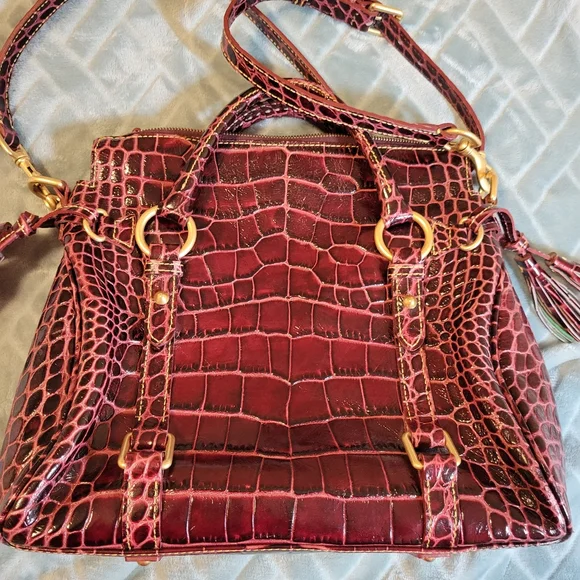Dooney & Bourke Croco Fino Small Leather Satchel Bordeaux ~ Stunning! FINAL! - Picture 5 of 16